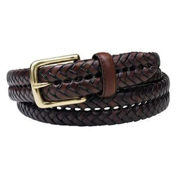 Fossil Brown Braided Belt with Silver and Brass Buckle Size Large s-l400.jpg main image 4